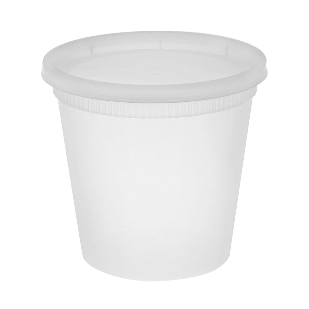 Deli Container Base & Lid Combo With Flat Lid 24 OZ PP LLDPE Clear Round 240/Case