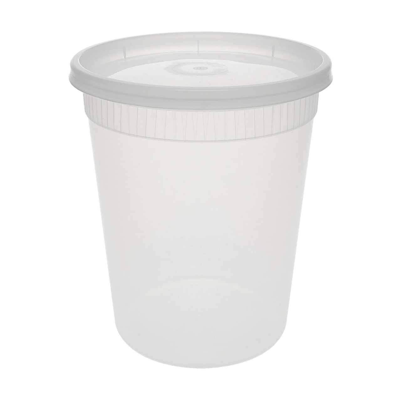 Deli Container Base & Lid Combo With Flat Lid 32 OZ PP LLDPE Clear Round 240/Case