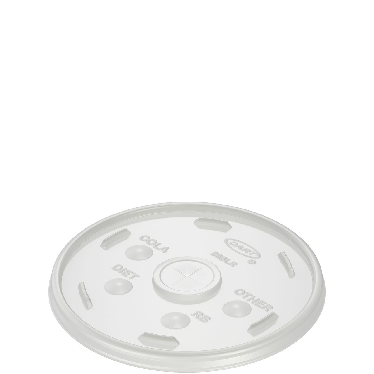Dart® Lid Flat 3.85X0.28 IN HIPS Translucent For 26 OZ Cold Foam Cup Identification Slotted 100 Count/Pack 10 Packs/Case