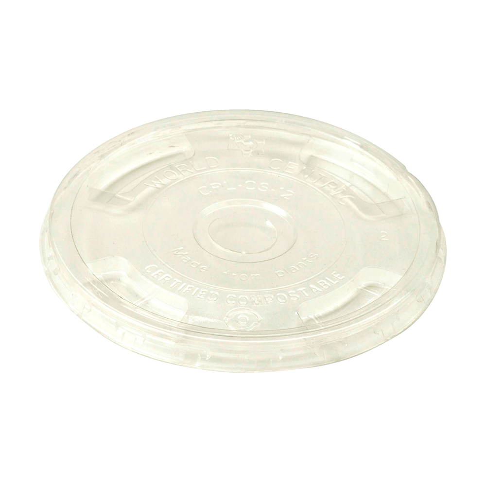 Lid Flat 3.9X0.3 IN PLA Clear For Cold 9 OZ Squat-24 OZ Cups With Hole 1000/Case