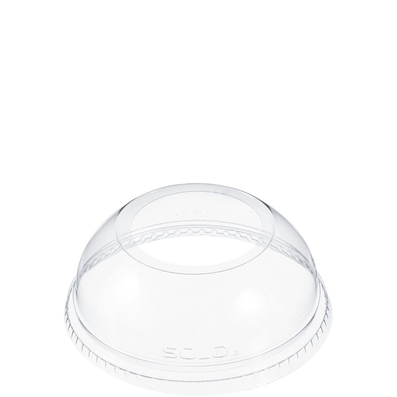 Dart® Lid Dome 3.993X1.52 IN PET Clear For 5.5-24 OZ Cold Cup With Hole Freezer Safe 100 Count/Pack 10 Packs/Case