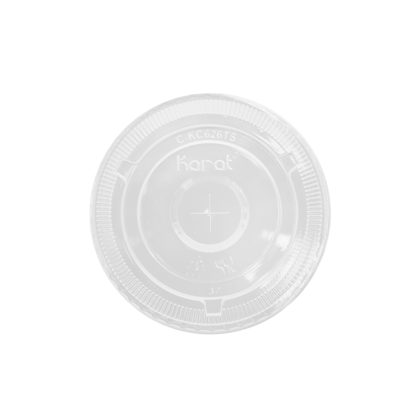 Karat® Lid Flat 3.86 IN PET Translucent For 12-14 OZ Cup No Hole 1000/Case