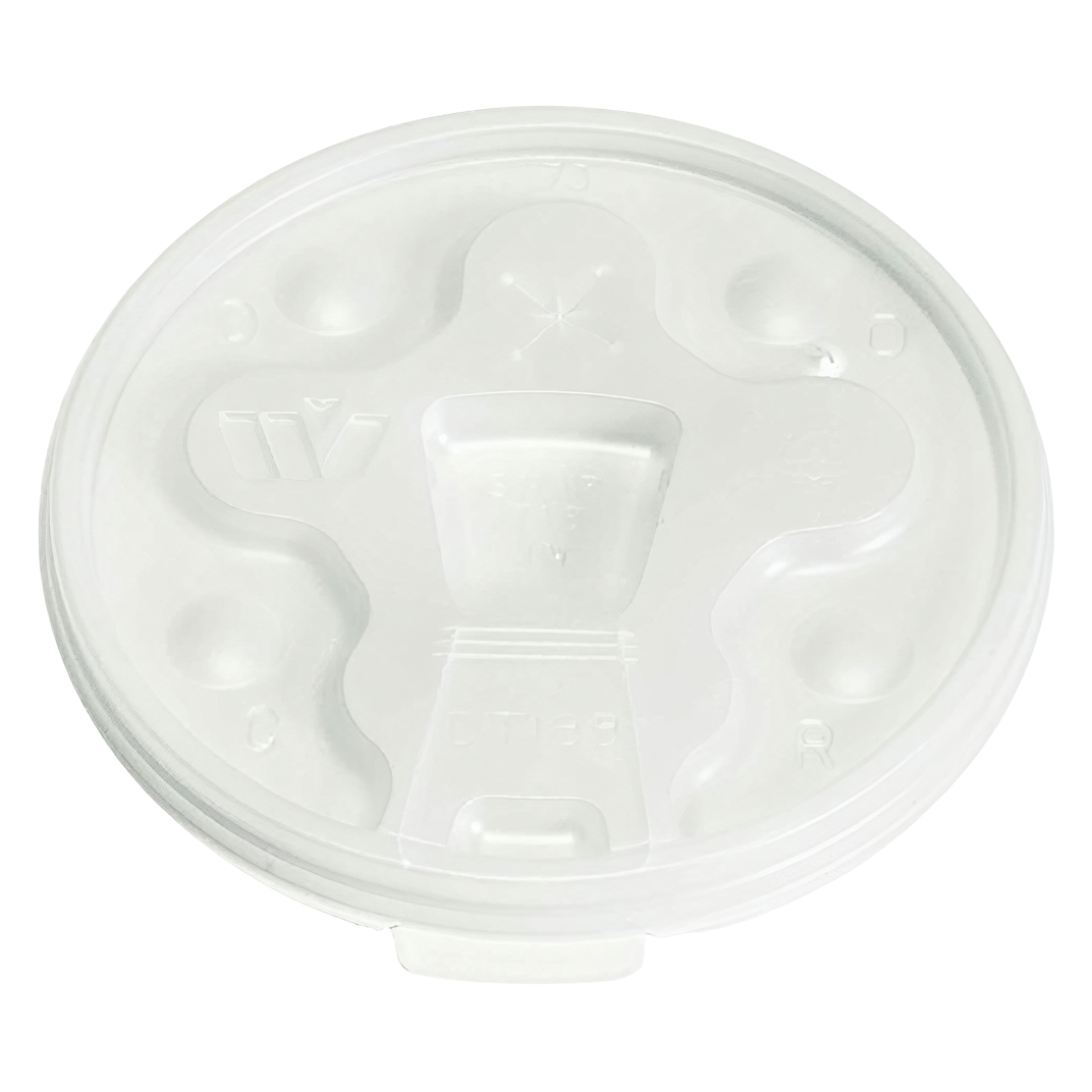 Lid Plastic Round For 12-24 OZ Cup Drink-Thru Straw Slot Tear Tab 1000/Case
