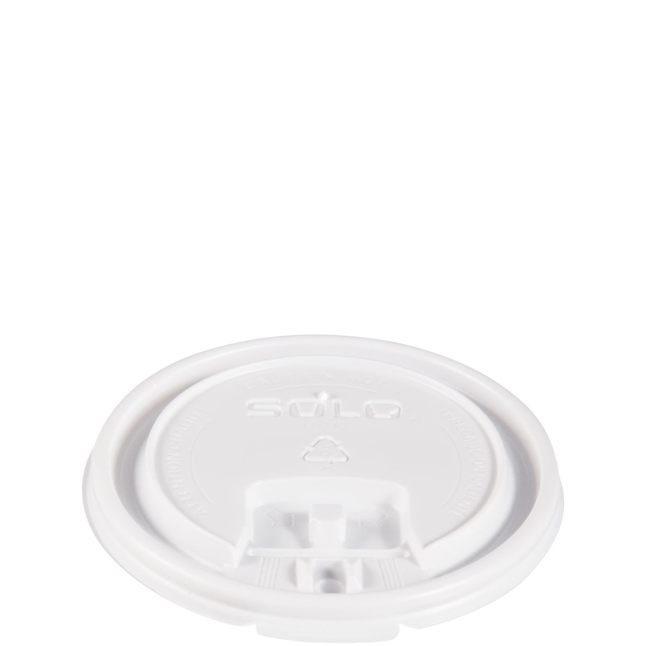 Solo® Lid Flat 3.449X0.33 IN PS White For 10 OZ Hot Cup Lift Back Sip Through Lock Tab 100 Count/Pack 10 Packs/Case