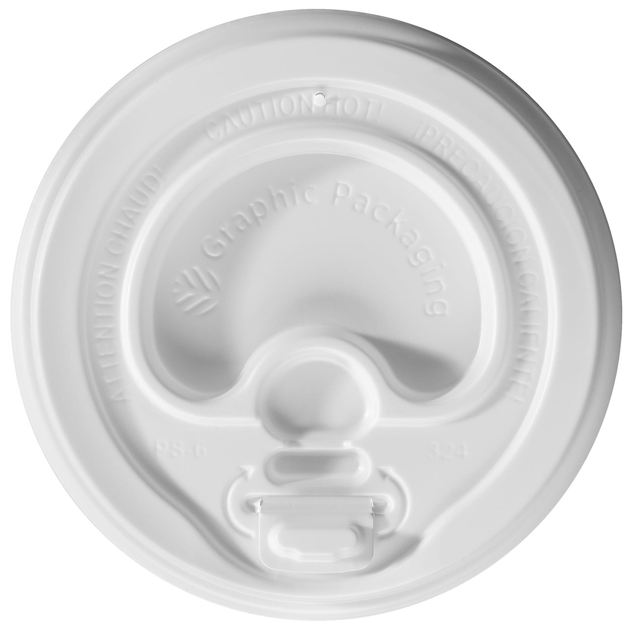Lid Dome PS White For 10-20 OZ Hot Cup With Hole Lock Tab Tear Tab 1200/Case