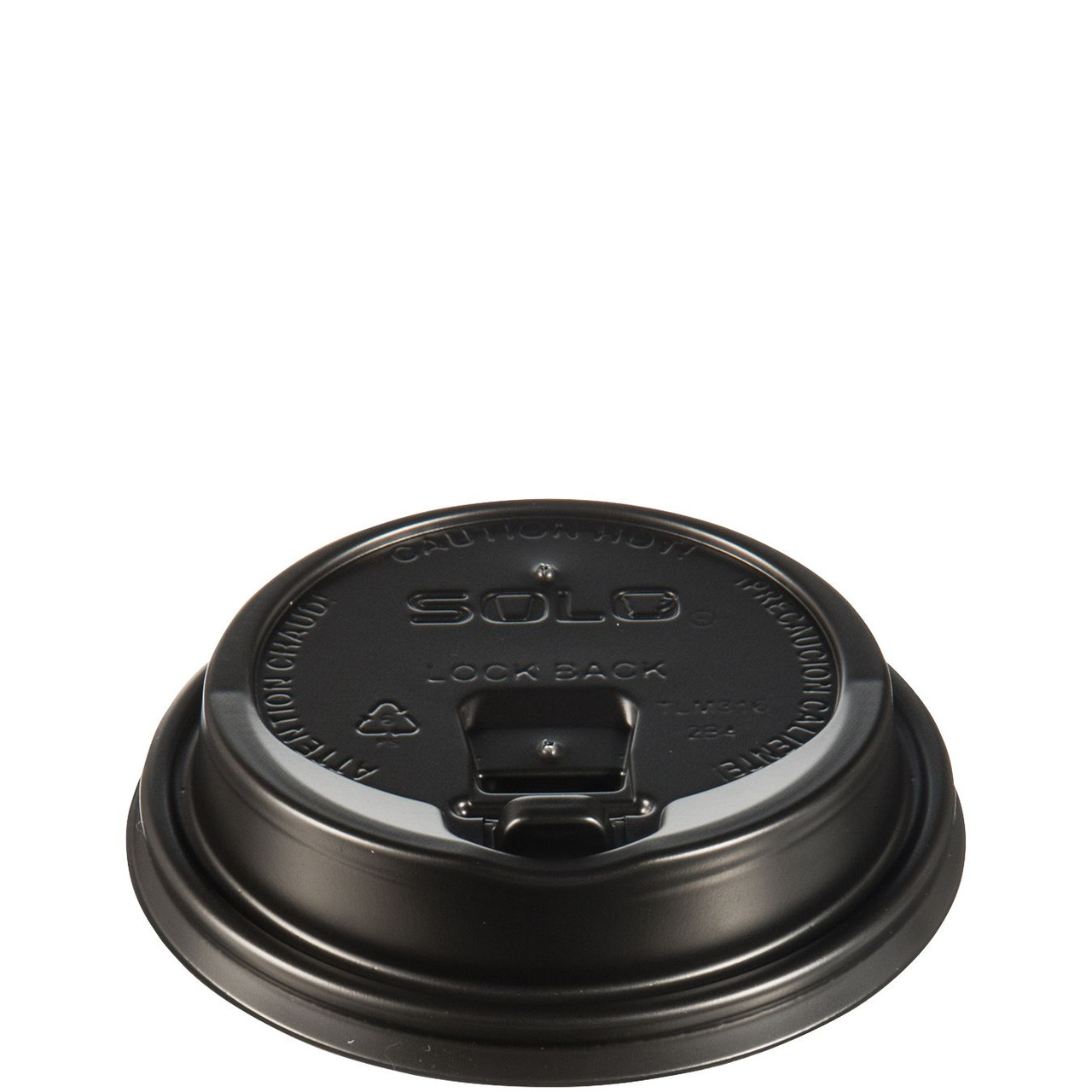 Solo® Travelock™ Lid Dome 3.7X0.9 IN PS Black For 10-24 OZ Cup Reclosable Tab Sip Through 100 Count/Pack 10 Packs/Case