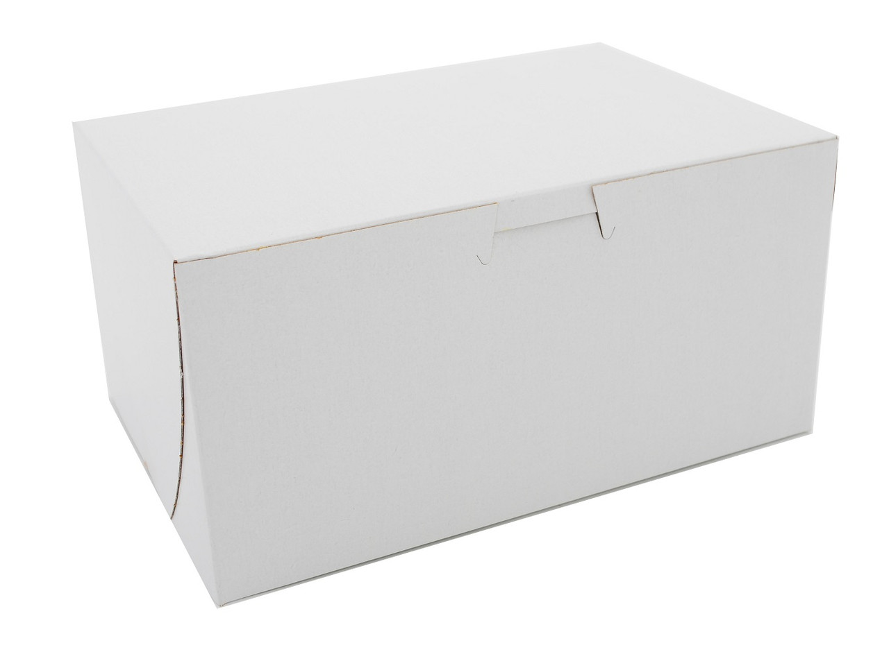 Bakery Box 8X5.5X4 IN Clay-Coated Kraft Board White Kraft Rectangle Lock Corner Tuck Top 250/Case
