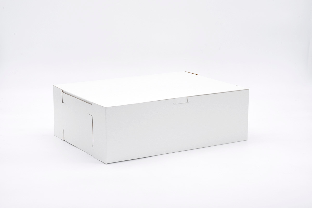 Easy Lock Cake Box 15X11X5 IN SUS Paperboard CRB White Rectangle Lock Corner 1-Piece 100/Bundle