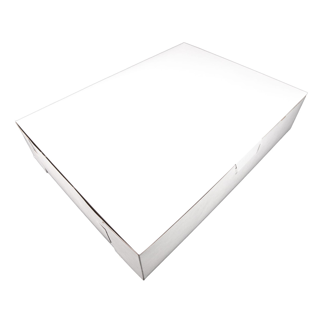 Bakery Box 19X14X4 IN Clay-Coated Kraft Board White Kraft Rectangle Lock Corner 50/Bundle
