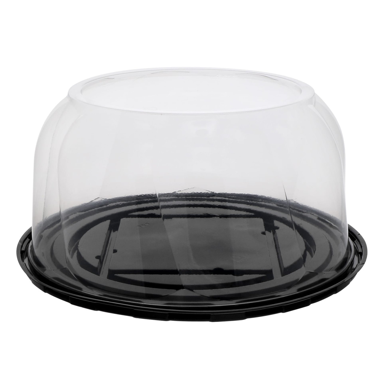 Cake Container & Lid Combo With High Dome Lid 11.25X5.5 IN PET Clear Black Round Swirl 50/Case