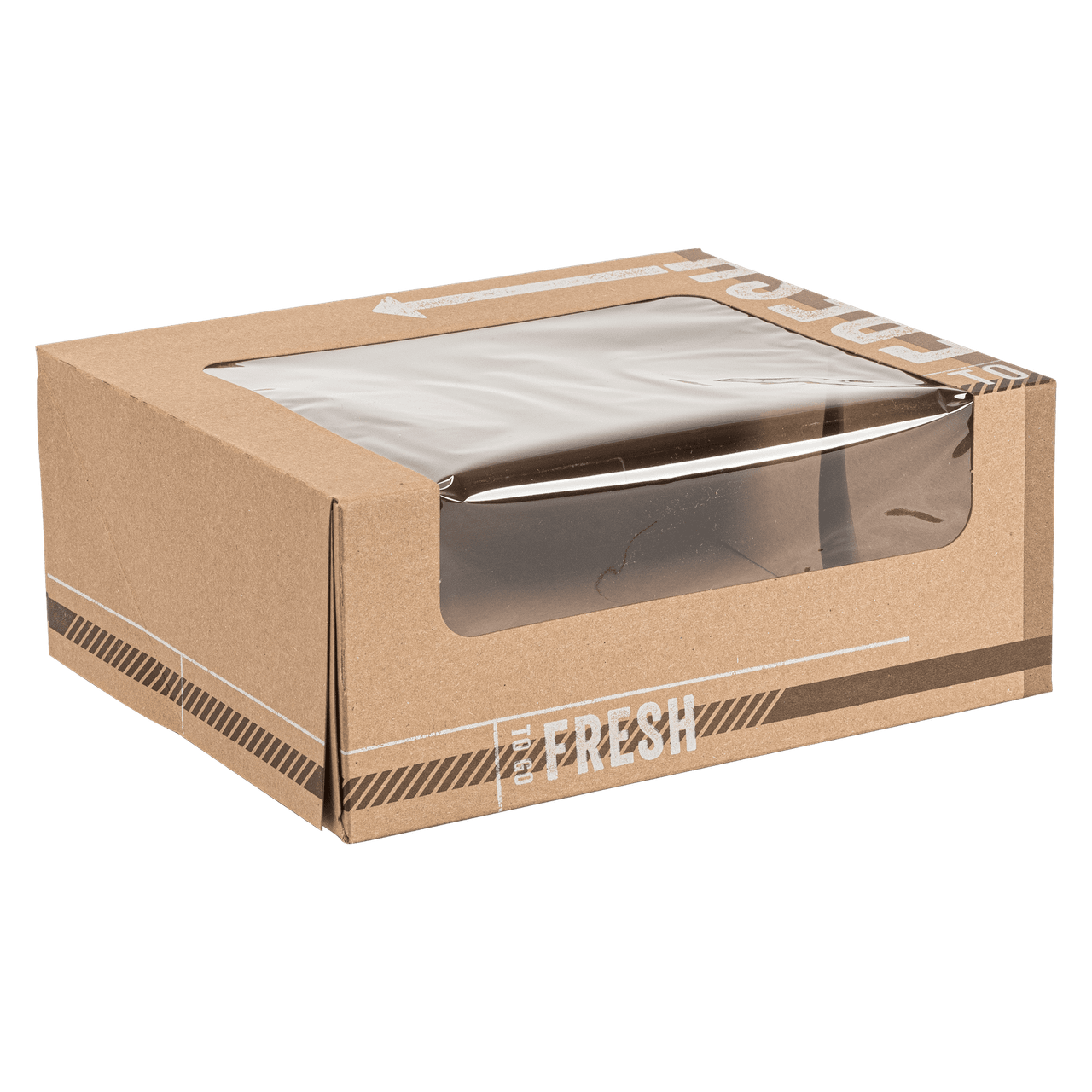 TO GO FRESH™ Donut Box 10X8X4 IN Kraft Waterfall With Window 100/Case
