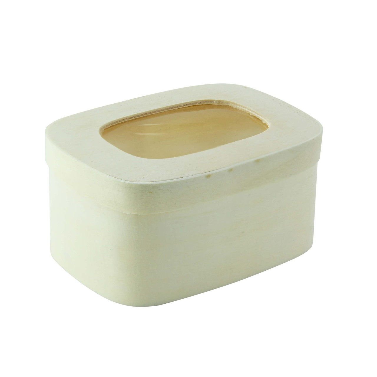 Macaron Container & Lid Combo With Flat Lid 8 OZ 4.3X3X2 IN Wood PET Wood Rectangle With Window 100 Count/Case