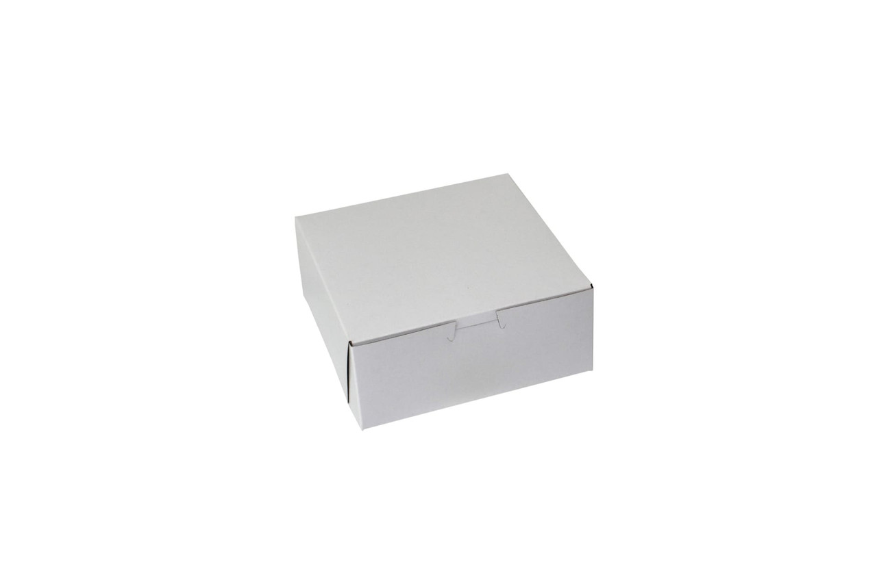 Bakery Box 7X7X3 IN Paperboard White Corner Lock 1-Piece 250/Bundle