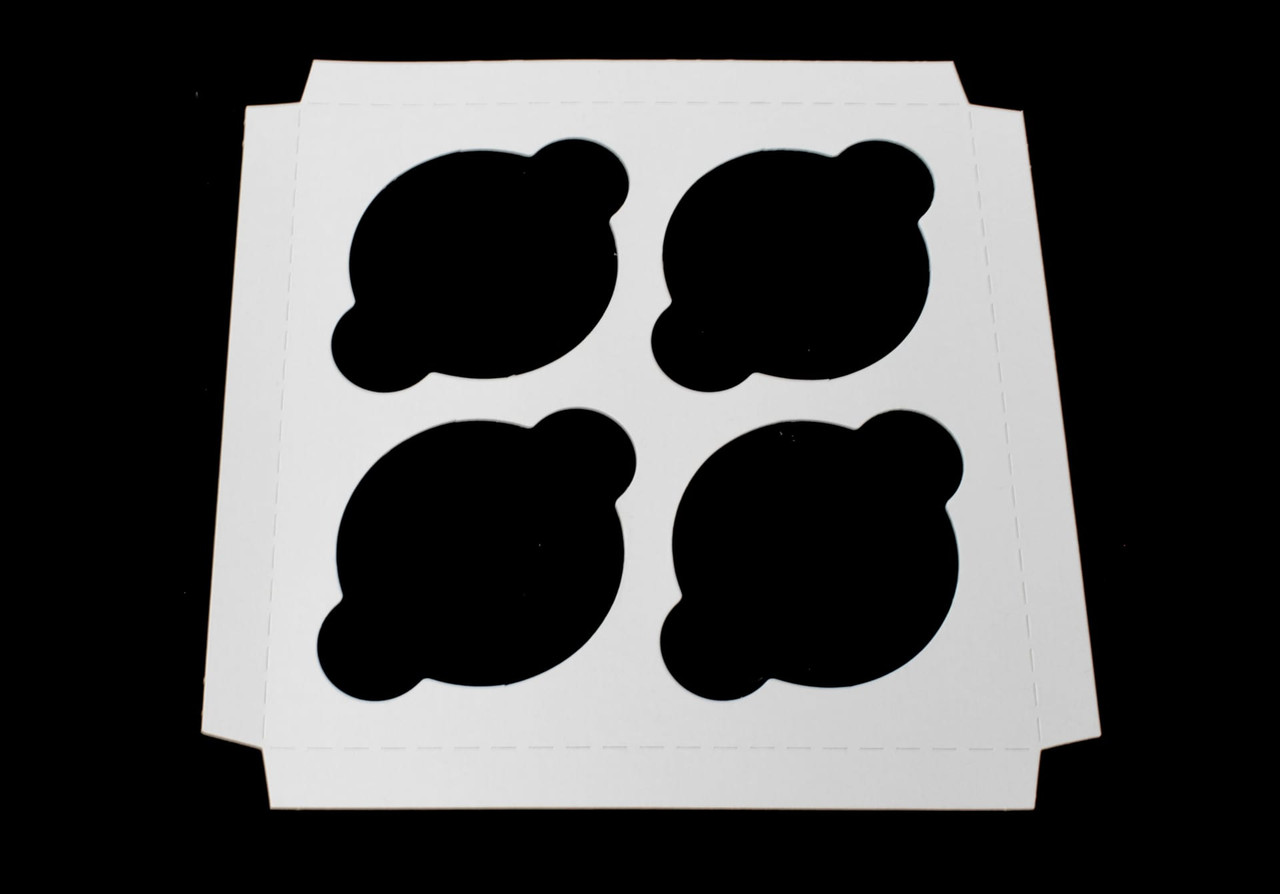Cupcake Insert Jumbo 7.9375X7.9375X0.625 IN 4 Compartment Cardboard White Kraft 200/Case