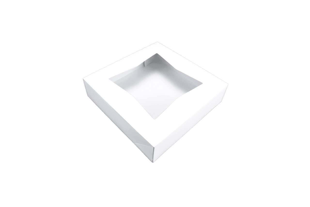 Bakery Box 10X10X2.5 IN SBS Paperboard White Square 1-Piece Automatic With Window 200/Case