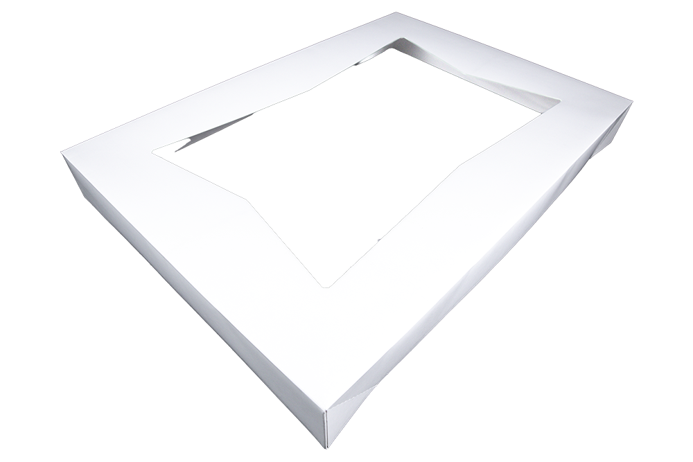 Bakery Box Top 26.5X19X3 IN SBS Paperboard White Rectangle 4 Corner Beers With Window 50/Case