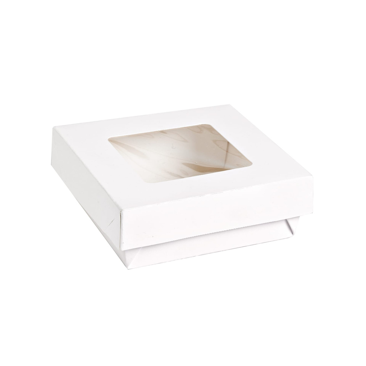 Kray Bakery Box 12 OZ 3.9X3.9X1.6 IN Corrugated Paperboard White With Window 25 Count/Pack 10 Packs/Case 250 Count/Case