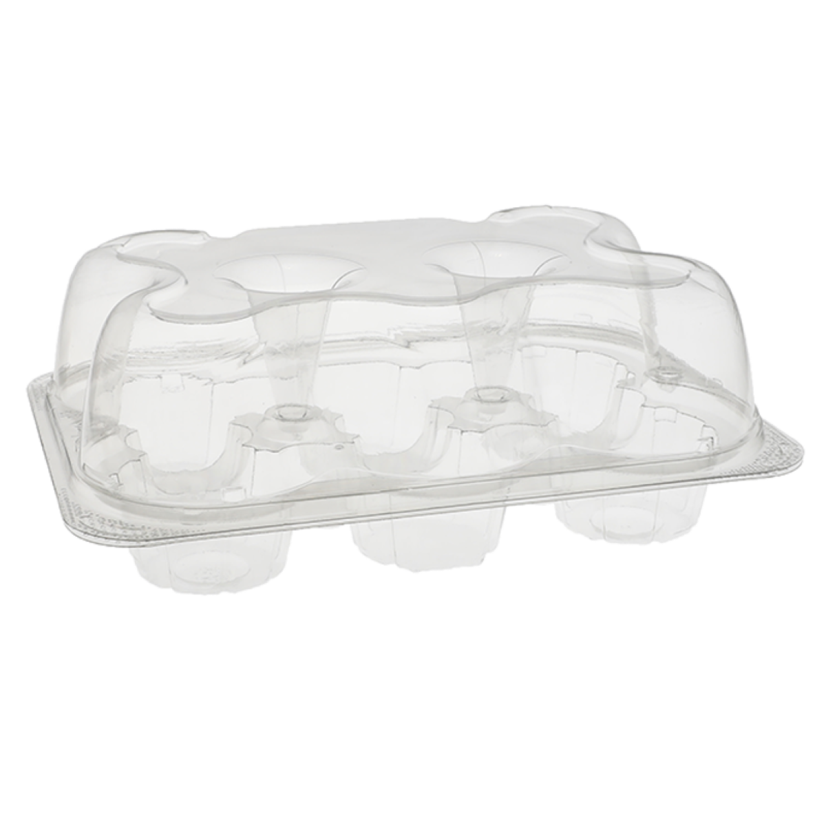 Cupcake Container With Hinged Lid 6 CT 9.725X6.875 IN PET Clear 125/Case