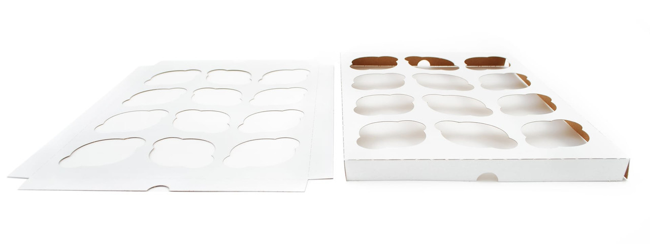 Cupcake Container Insert 14X10X1 IN 12 Compartment Clay-Coated Kraft Board White Kraft Rectangle 200/Case