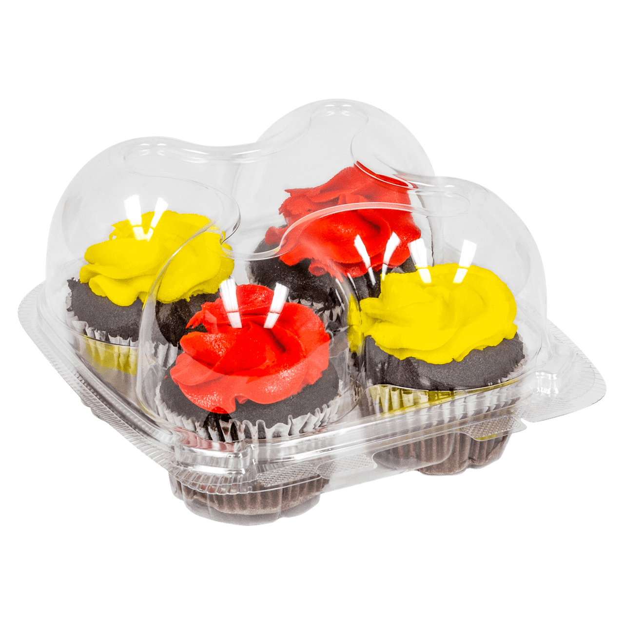 Cupcake Hinged Container With Dome Lid 4 CT 7X6.5X3.75 IN PET Clear 225/Case