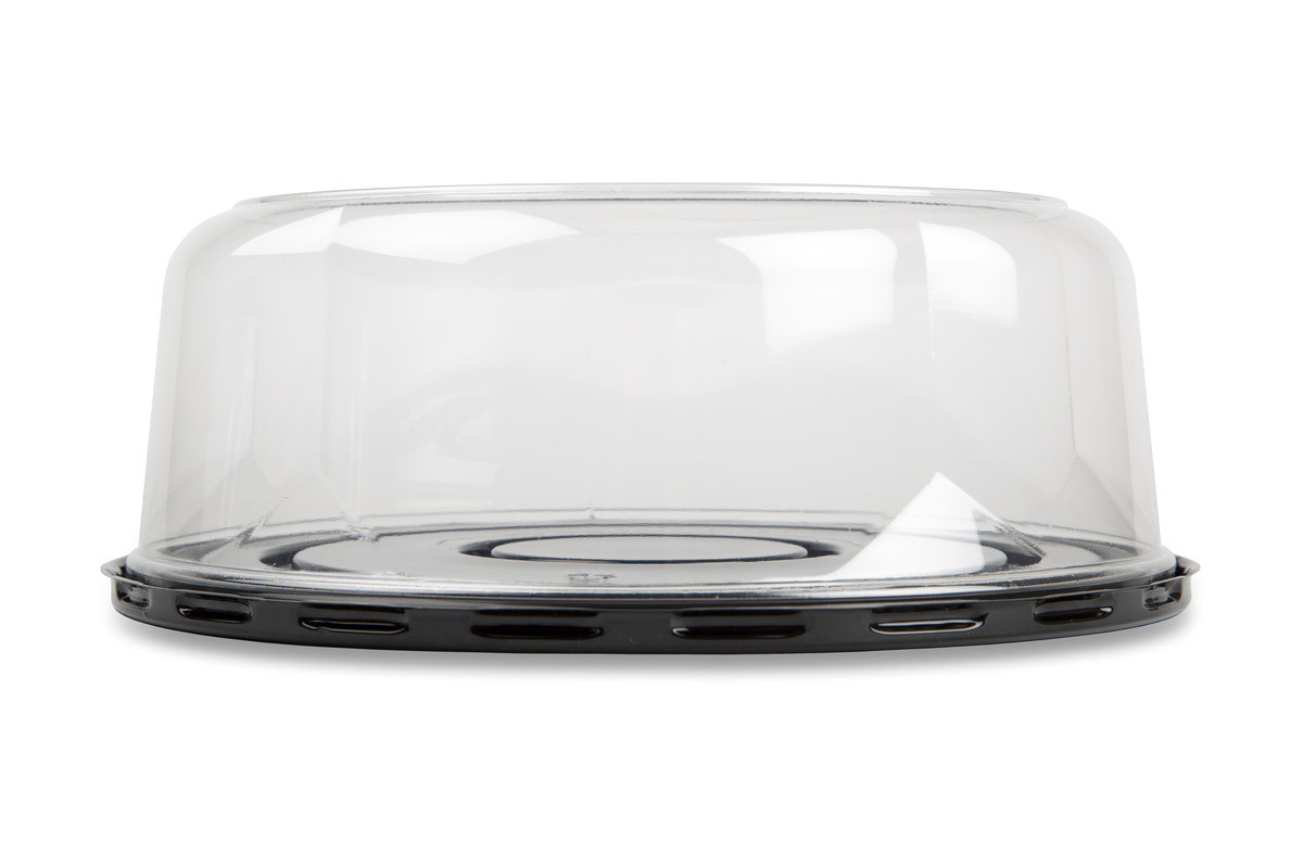 DisplayCake® Cake Container & Lid Combo With Dome Lid 8 IN PET Black Clear Round 100 Count/Case 16 Cases/Pallet