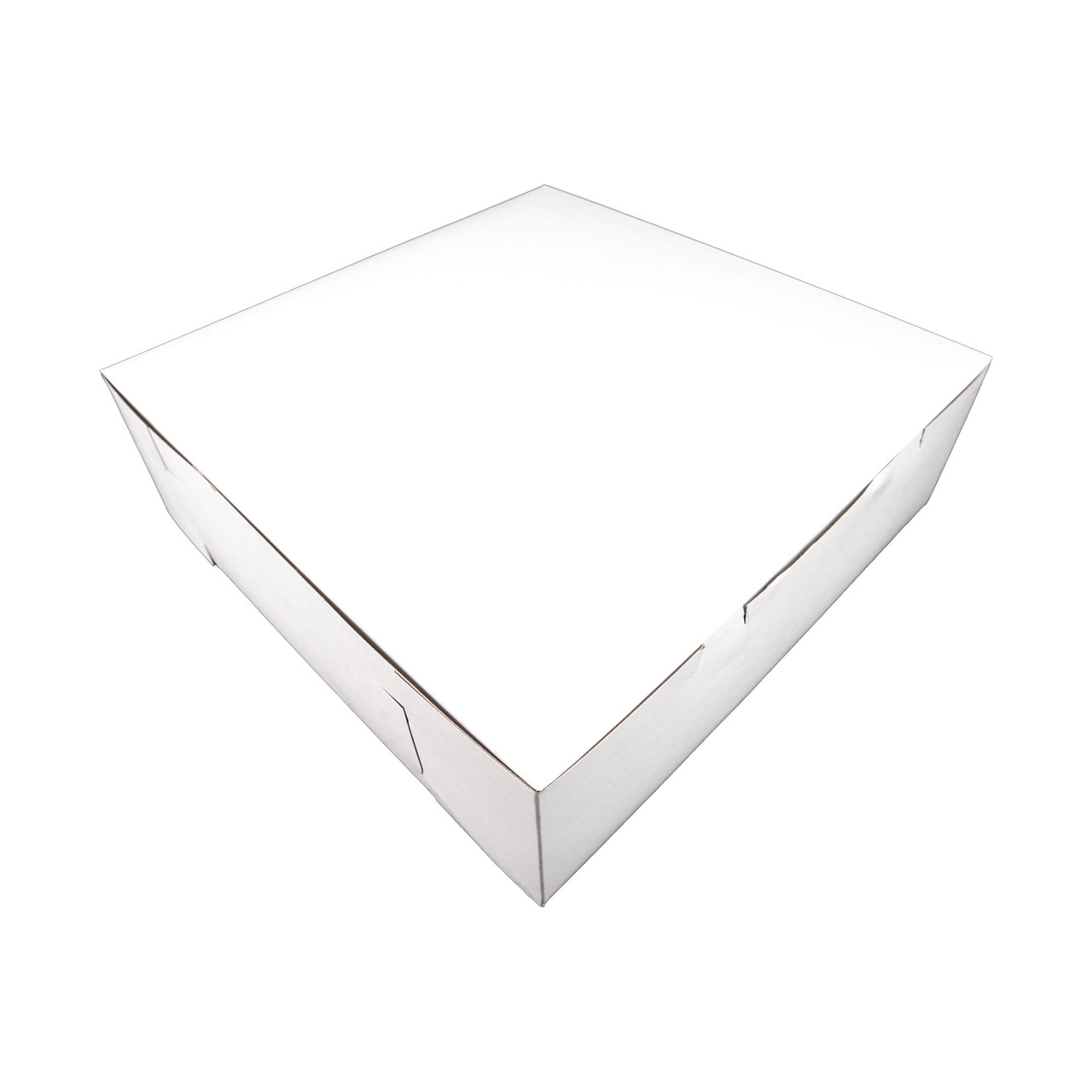 Bakery Box 14X14X6 IN Clay-Coated Kraft Board White Kraft Square Lock Corner Tuck Top 50/Case