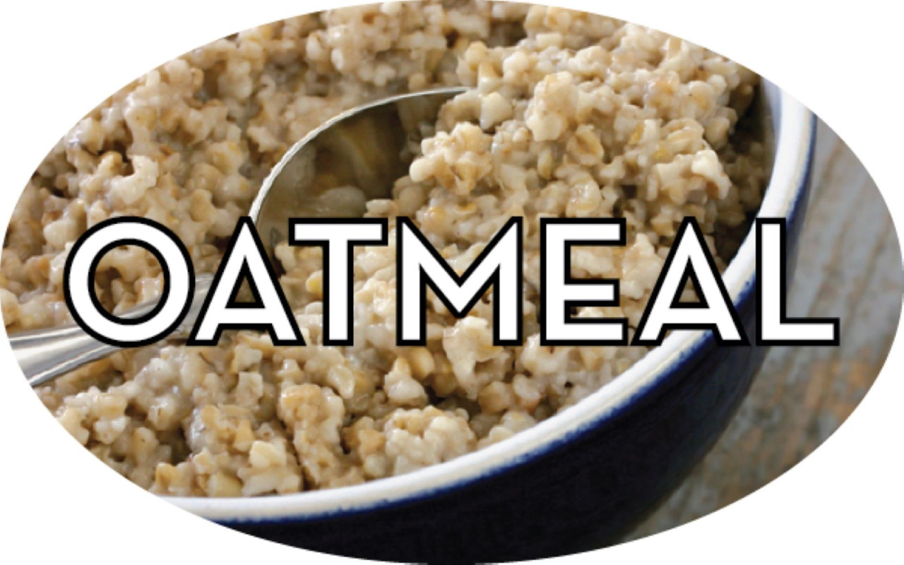 Oatmeal Bakery Flavor Label 1.25X2 IN Oval Paper 4 Color Process 500 Count/Roll 5 Rolls/Sleeve