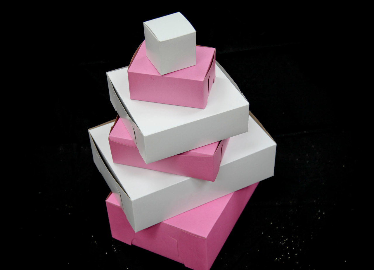 Bakery Box 9X9X3 IN Pink Square 100/Case