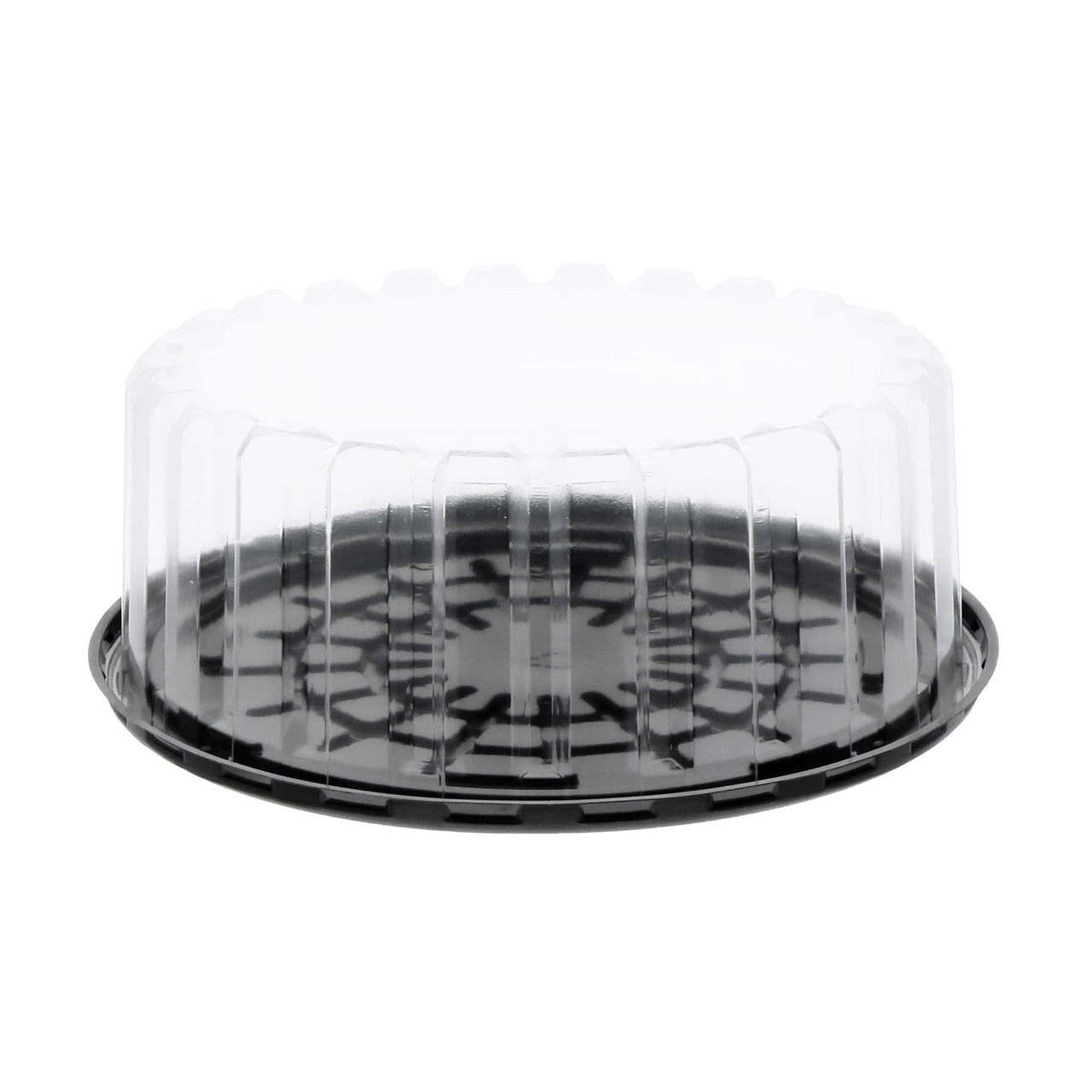 Bakery Container & Lid Combo With Shallow Dome Lid 8 IN OPS Black Clear Round 100/Case