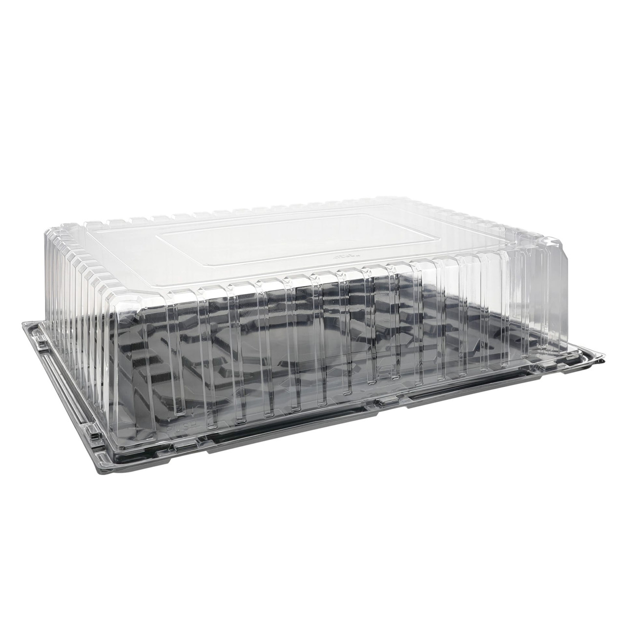 SmartLock® 1/2 Sheet Cake Container & Lid Combo With Dome Lid 20.375X15.375X5 IN OPS Black Clear Deep 25/Case