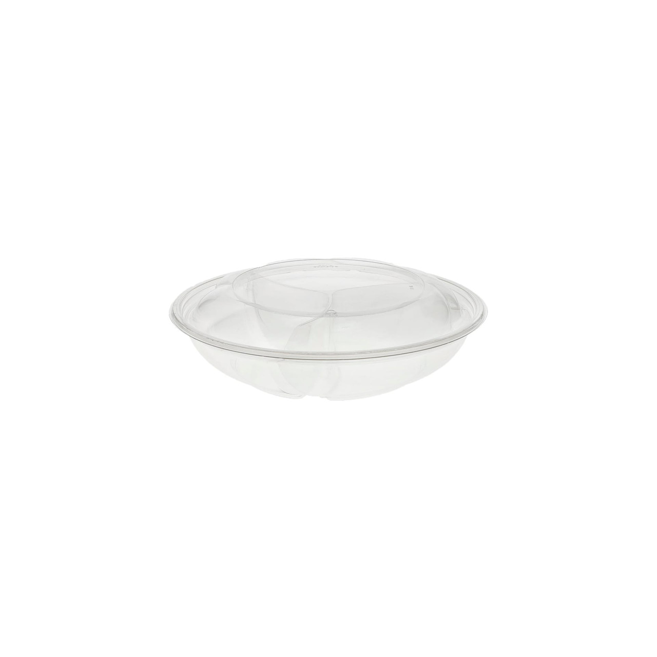 Bowl & Lid Combo 40 OZ 3 Compartment PET Clear Swirl Design 100/Case