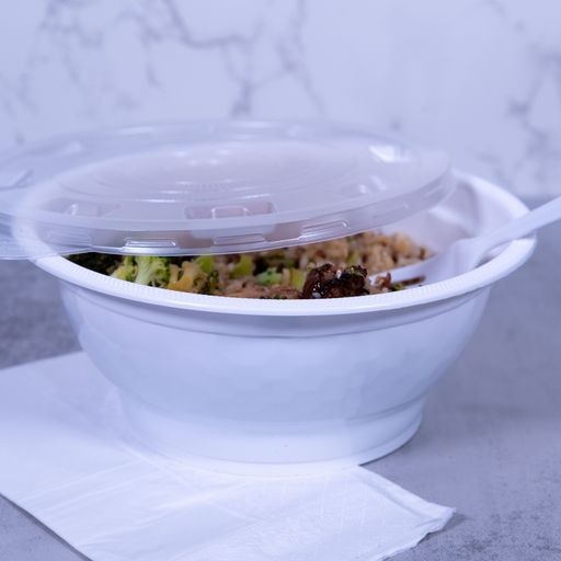 Bowl & Lid Combo 30 OZ Plastic White Microwave Safe 150/Case