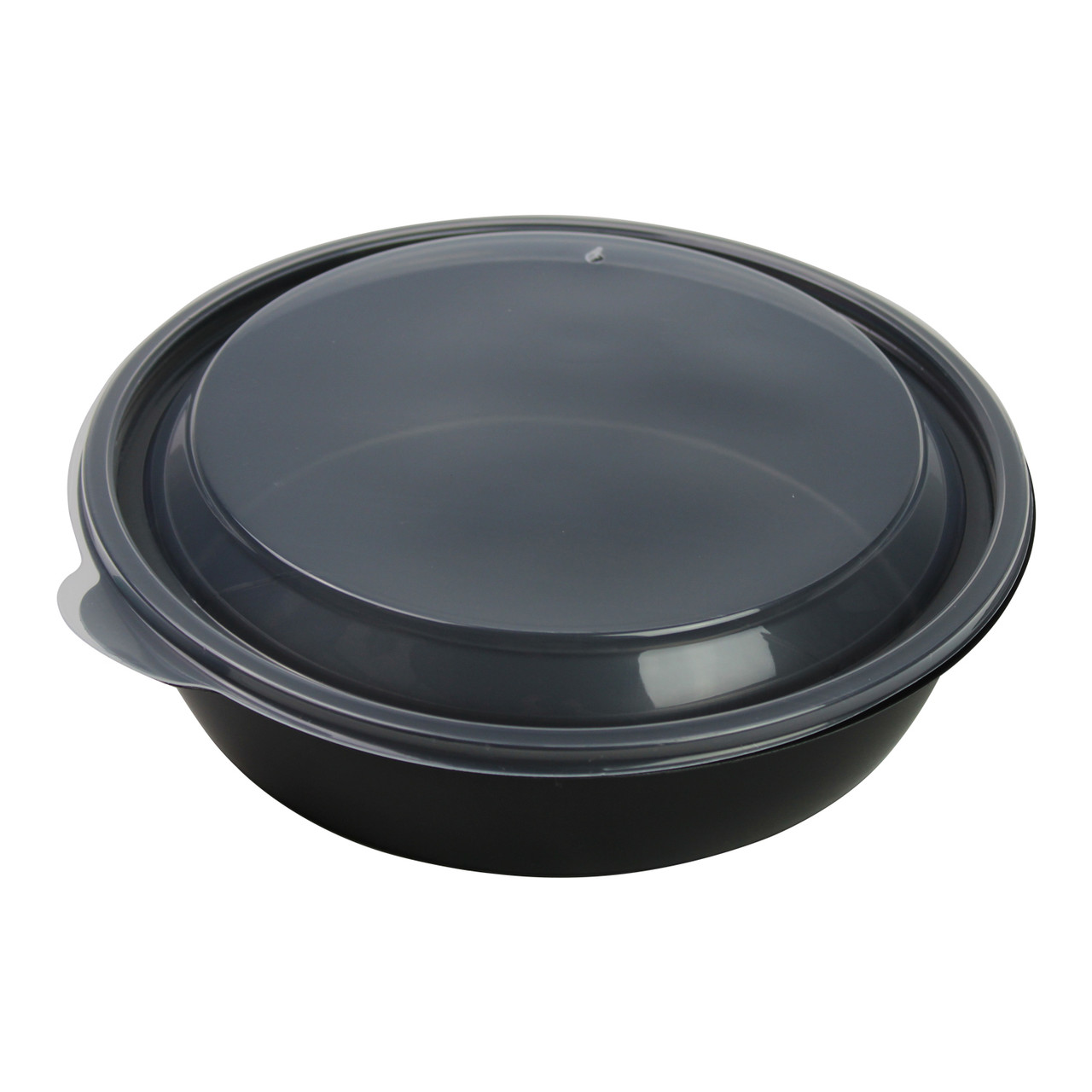 Bowl & Lid Combo 48 OZ PP Black Clear Round 150/Case