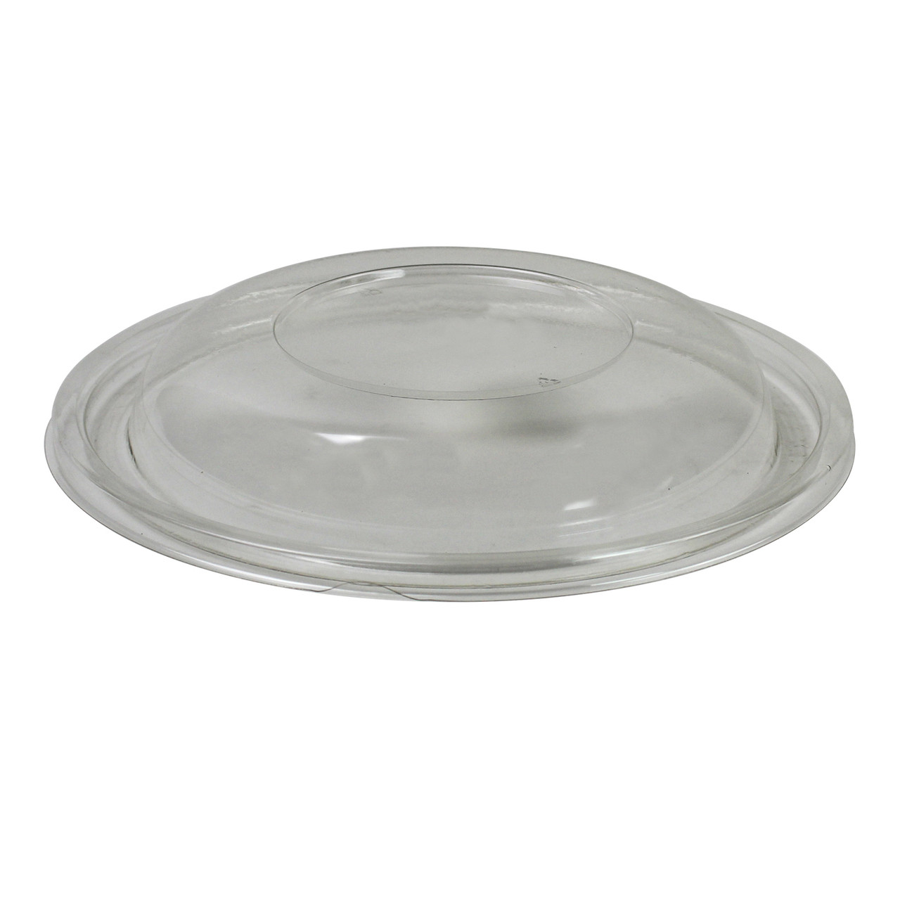 Lid Dome Large (LG) 9.25X1.25 IN 1 Compartment PET Clear Round Shallow For 24-32-48 OZ Bowl Unhinged 100/Case
