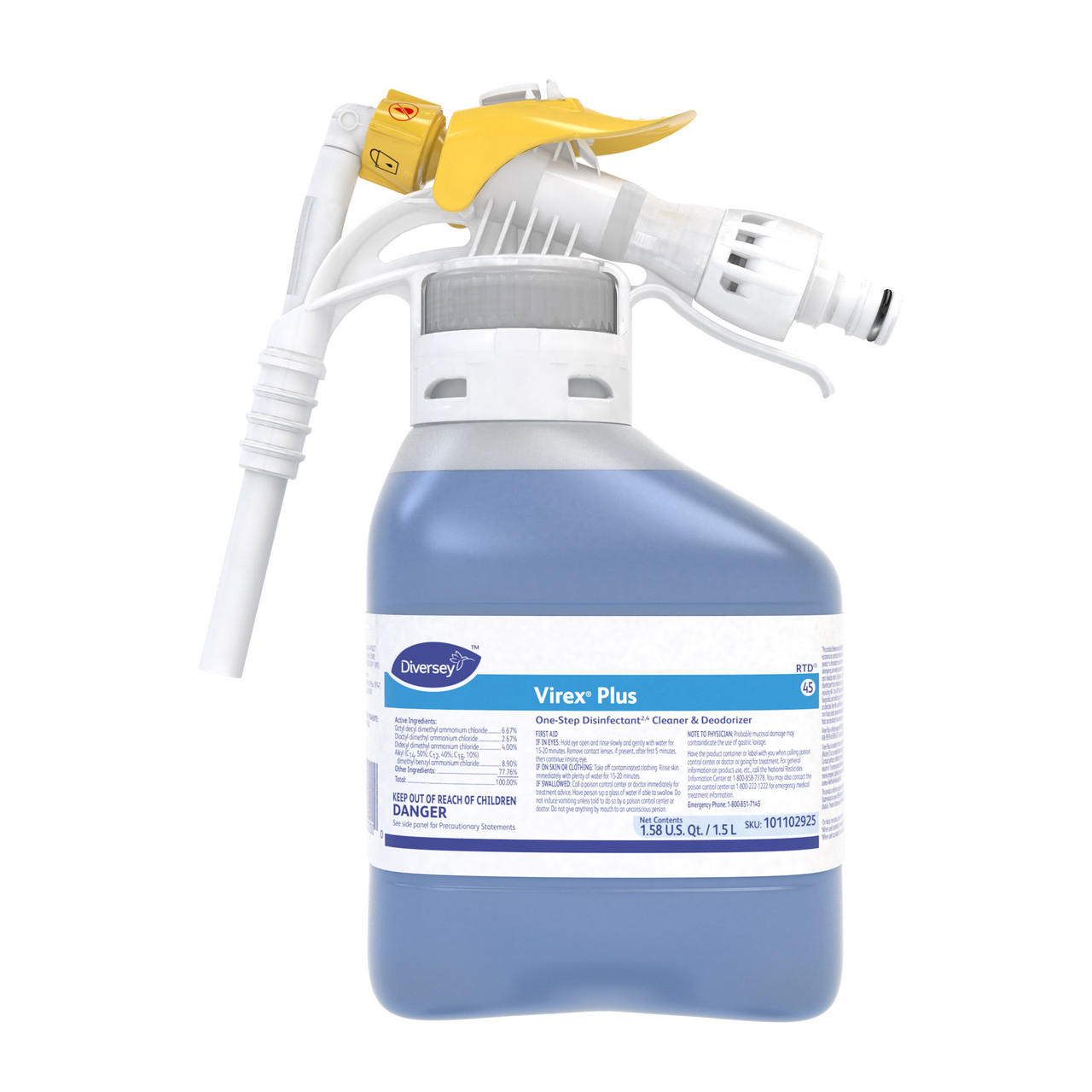 Virex® Plus One-Step Disinfectant Deodorizer 1.5 L Multi Surface Liquid RTD Quat 2/Case