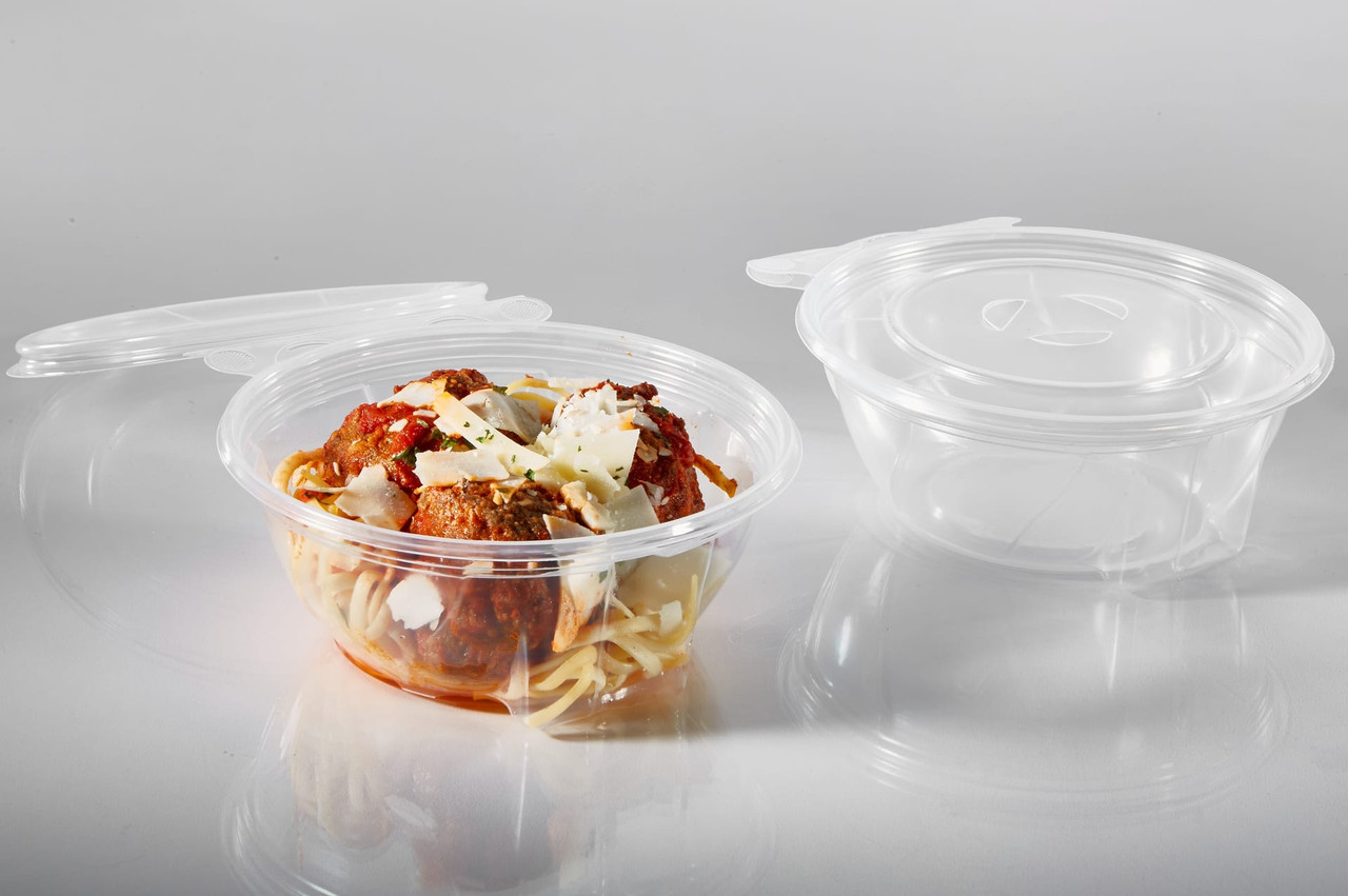 Fresh N' Sealed® Bowl & Lid Combo With Flat Lid 24 OZ PP Clear Round Hinged 255/Case