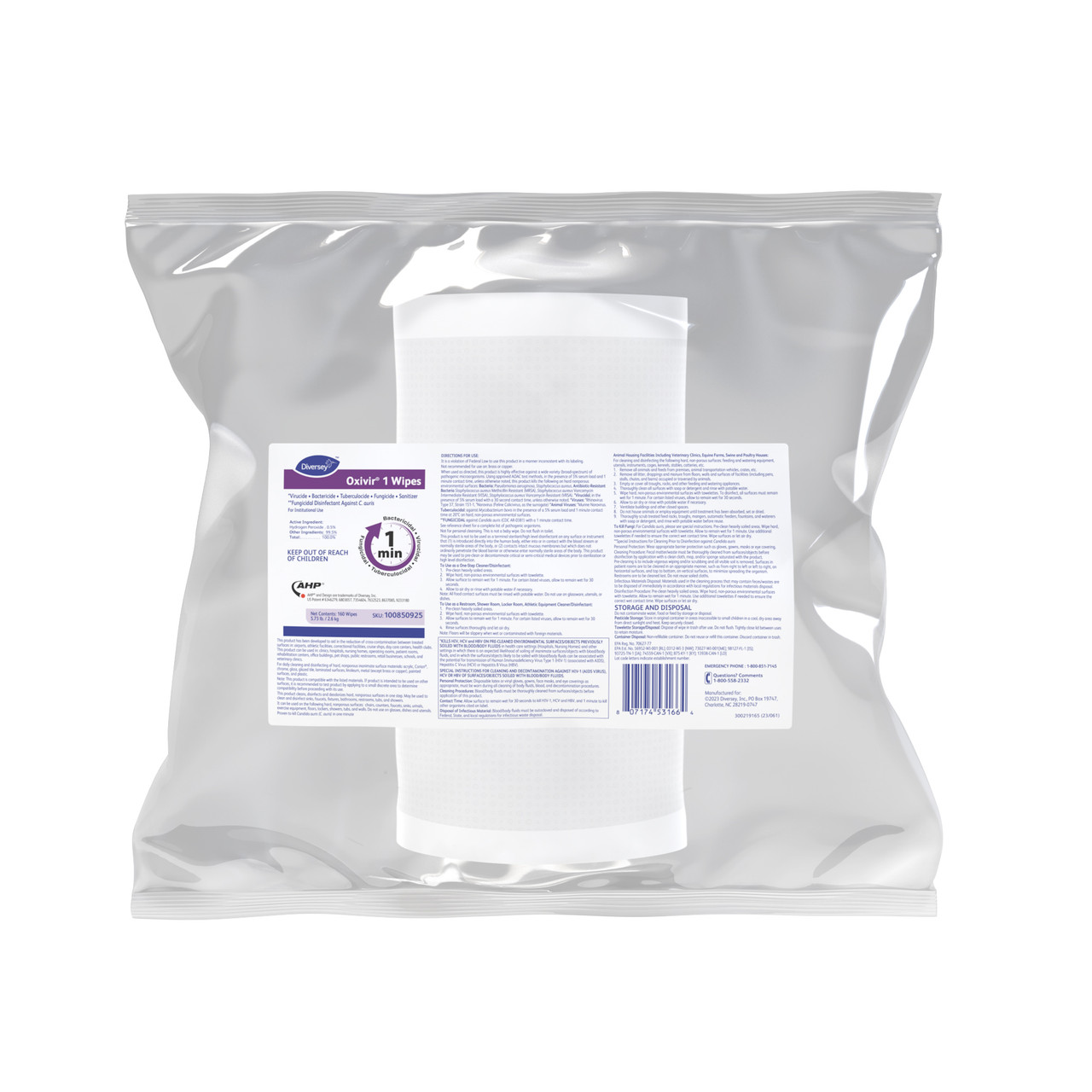 Oxivir® 1 One-Step Disinfectant Multi Surface Wipe AHP® Refill 160 Count/Pack 4 Packs/Case