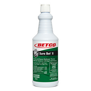 Sure Bet II Citrus Scent 1-Step Disinfectant Restroom Cleaner 32 OZ Multi Surface Concentrate Foaming Virucidal 12/Case