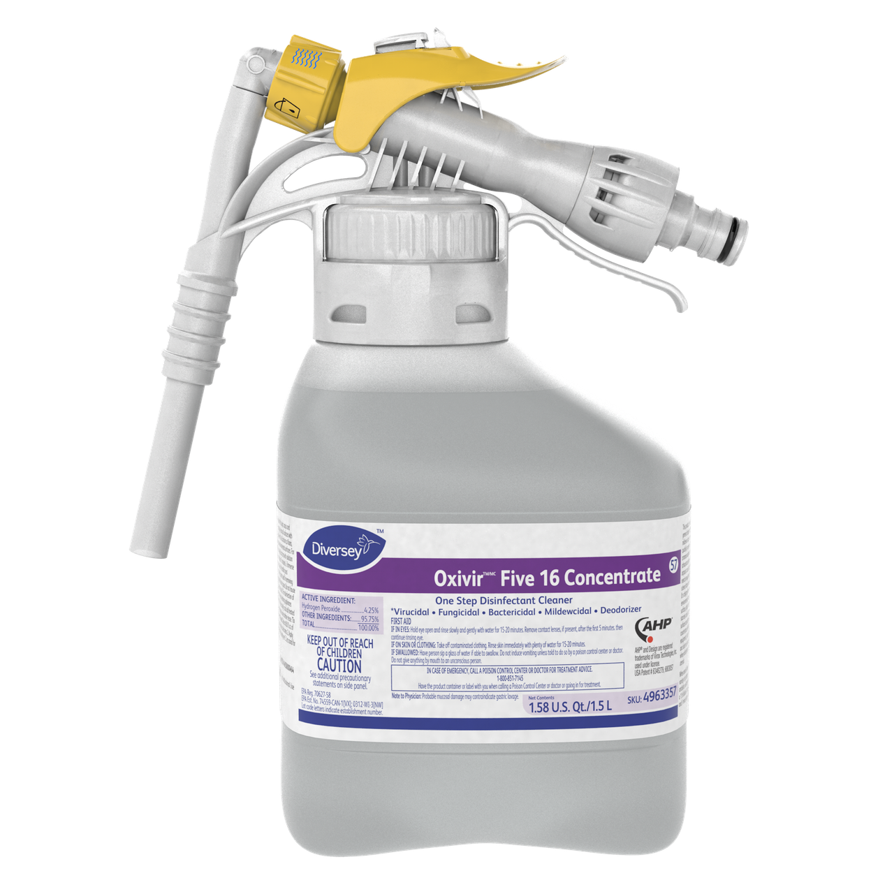 Oxivir® Five 16 One-Step Disinfectant 1.5 L Multi Surface Liquid RTD Accelerated Hydrogen Peroxide (AHP®) 2/Case