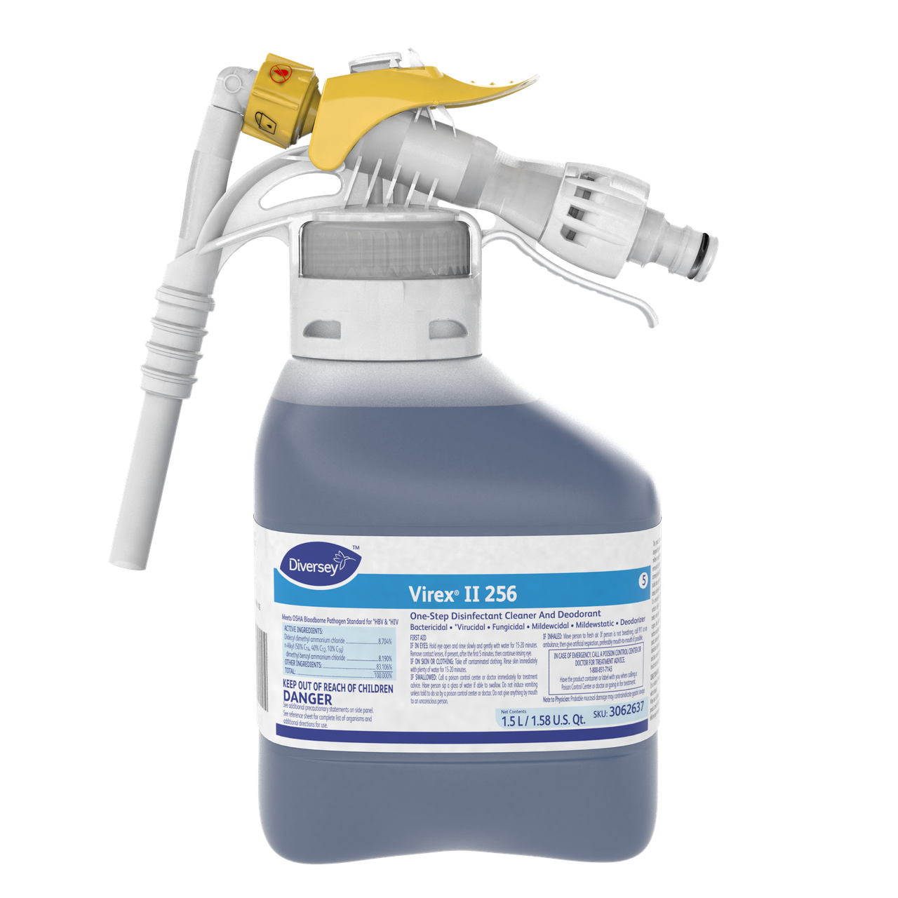 Virex® II 256 Mint One-Step Disinfectant Deodorizer 1.5 L Multi Surface Liquid RTD Quat 2/Case