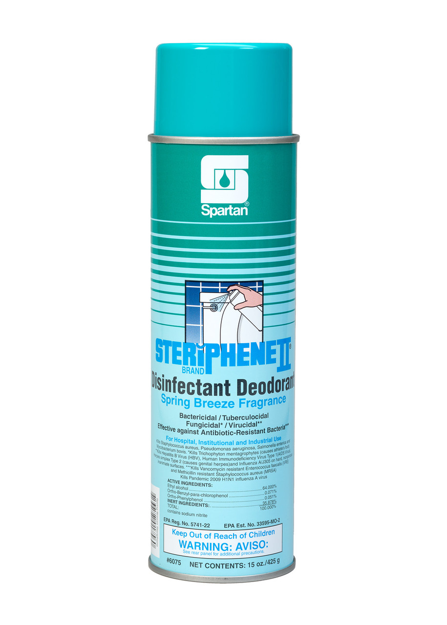 Steriphene II® Brand Disinfectant Deodorant (Spring Breeze Fragrance) 20 FLOZ Multi Surface Alkaline Aerosol RTU 12/Case