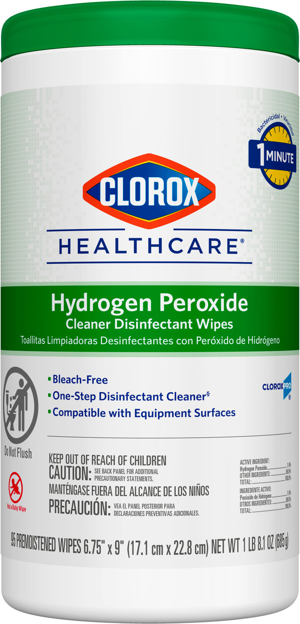 Clorox Healthcare® Hydrogen Peroxide Disinfectant 1.4% Hydrogen Peroxide 95 Count/Pack 6 Packs/Case 570 Count/Case