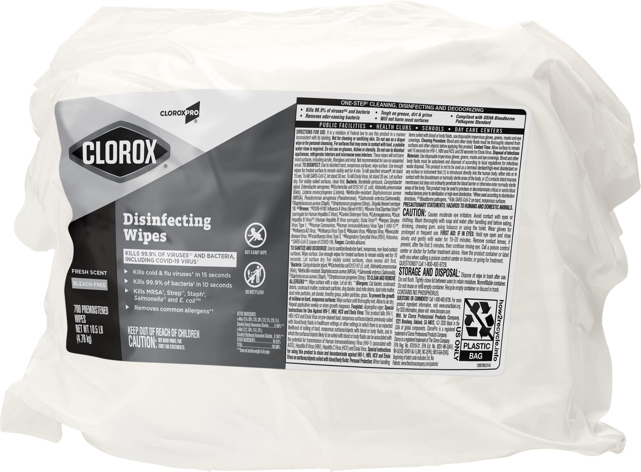 Clorox® Fresh Scent One-Step Disinfectant Multi Surface Wipe Bleach-Free Antibacterial 700 Count/Pack 2 Packs/Case