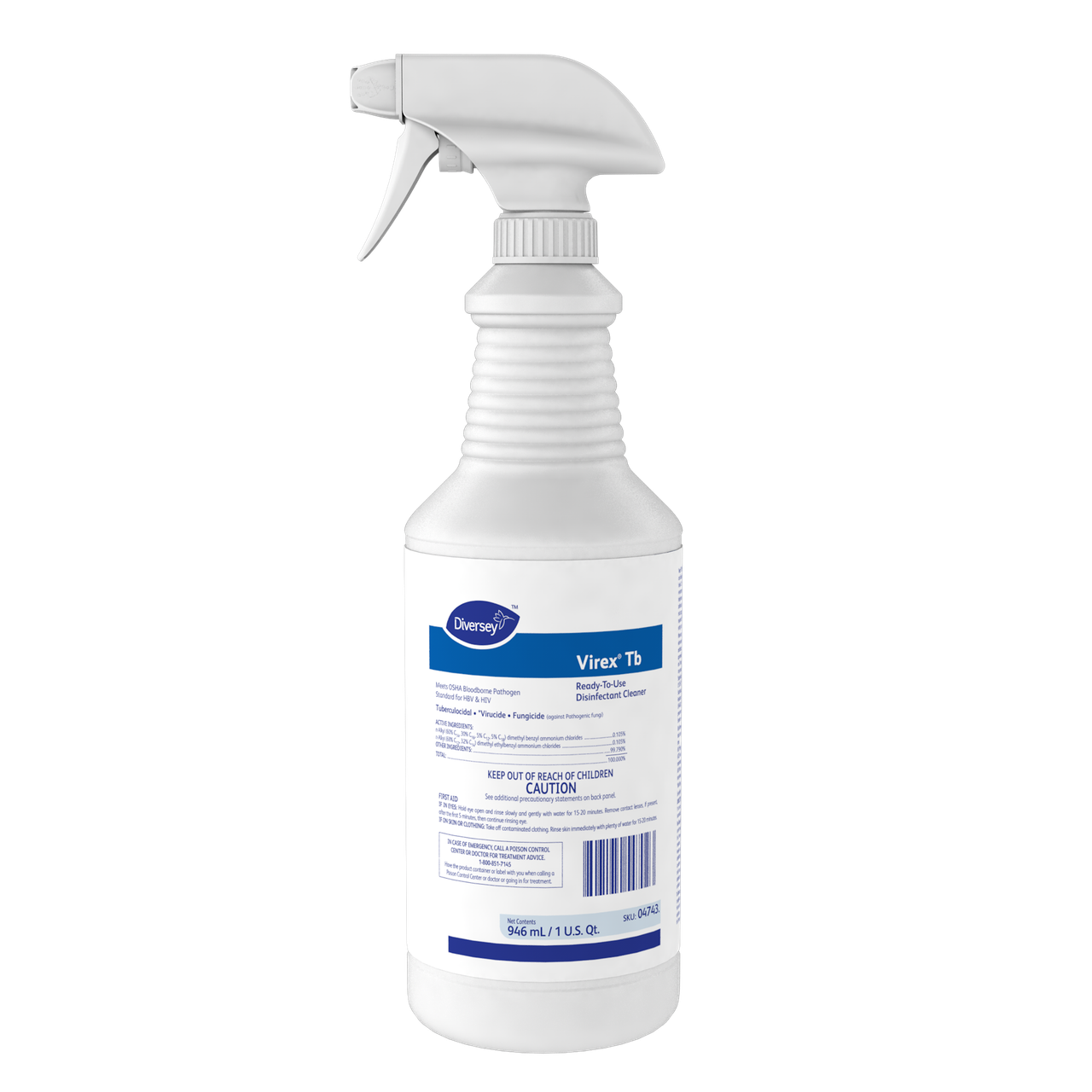 Virex® Tb Lemon Disinfectant Cleaner 32 FLOZ Multi Surface Liquid RTU Quat 12/Case