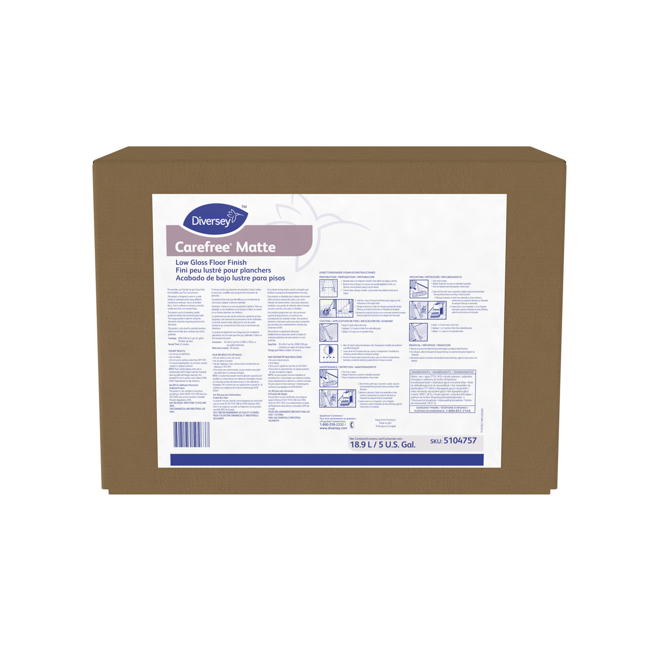 Carefree® Floor Finish 5 GAL RTU Ammonia Matte 1/Case