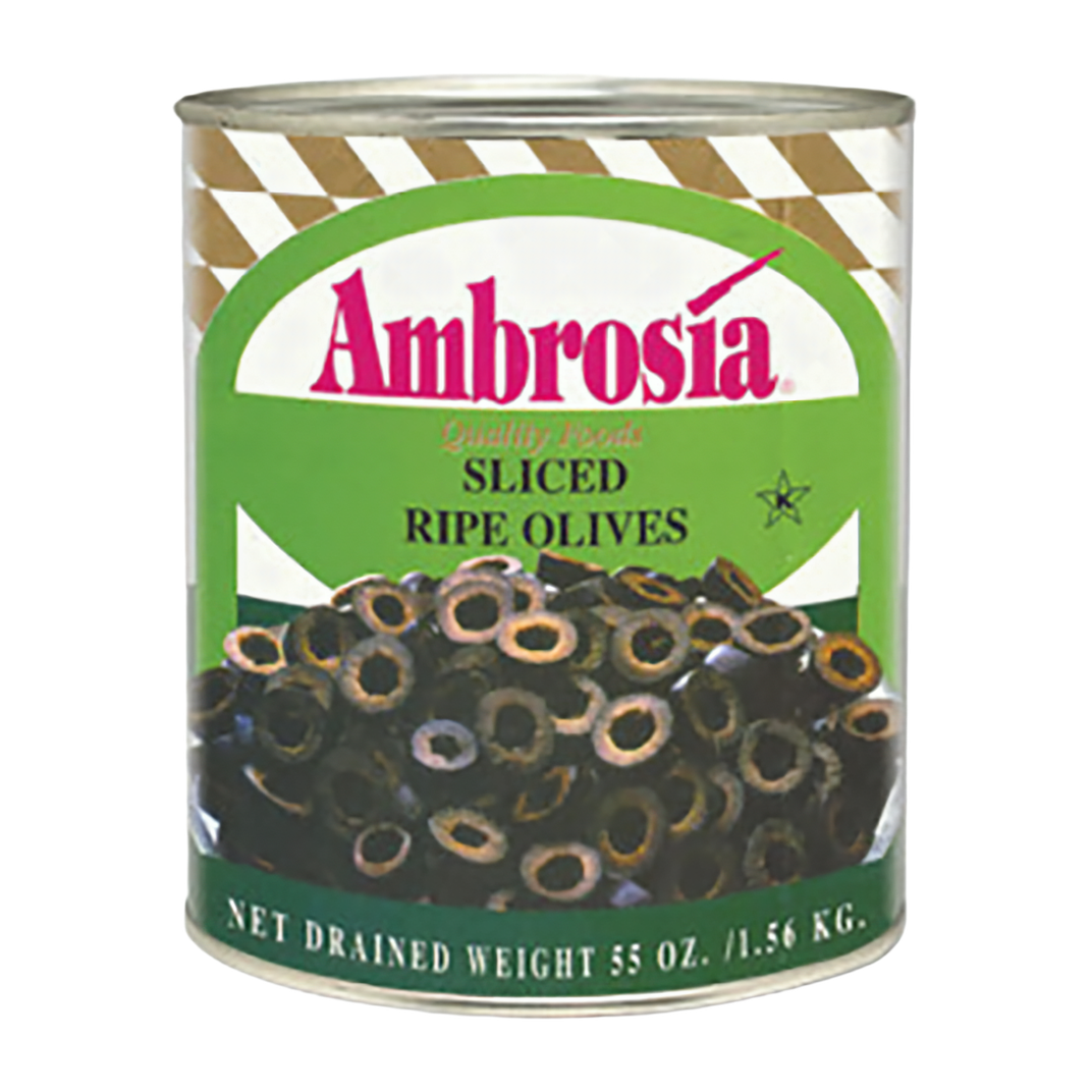 Ambrosia Sliced Black Olives #10 CN 6/Case