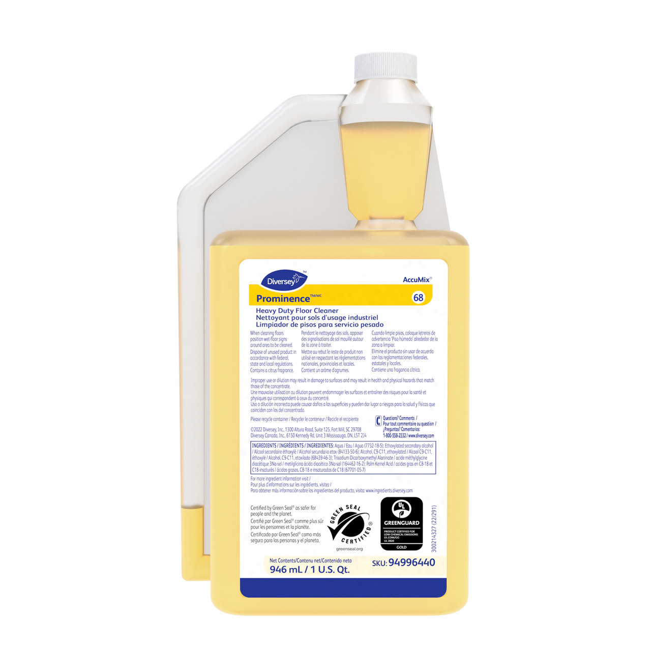 Prominence™ Citrus Scent Floor Cleaner 32 FLOZ Heavy Duty Daily Multi Surface Neutral Liquid Concentrate 6/Case
