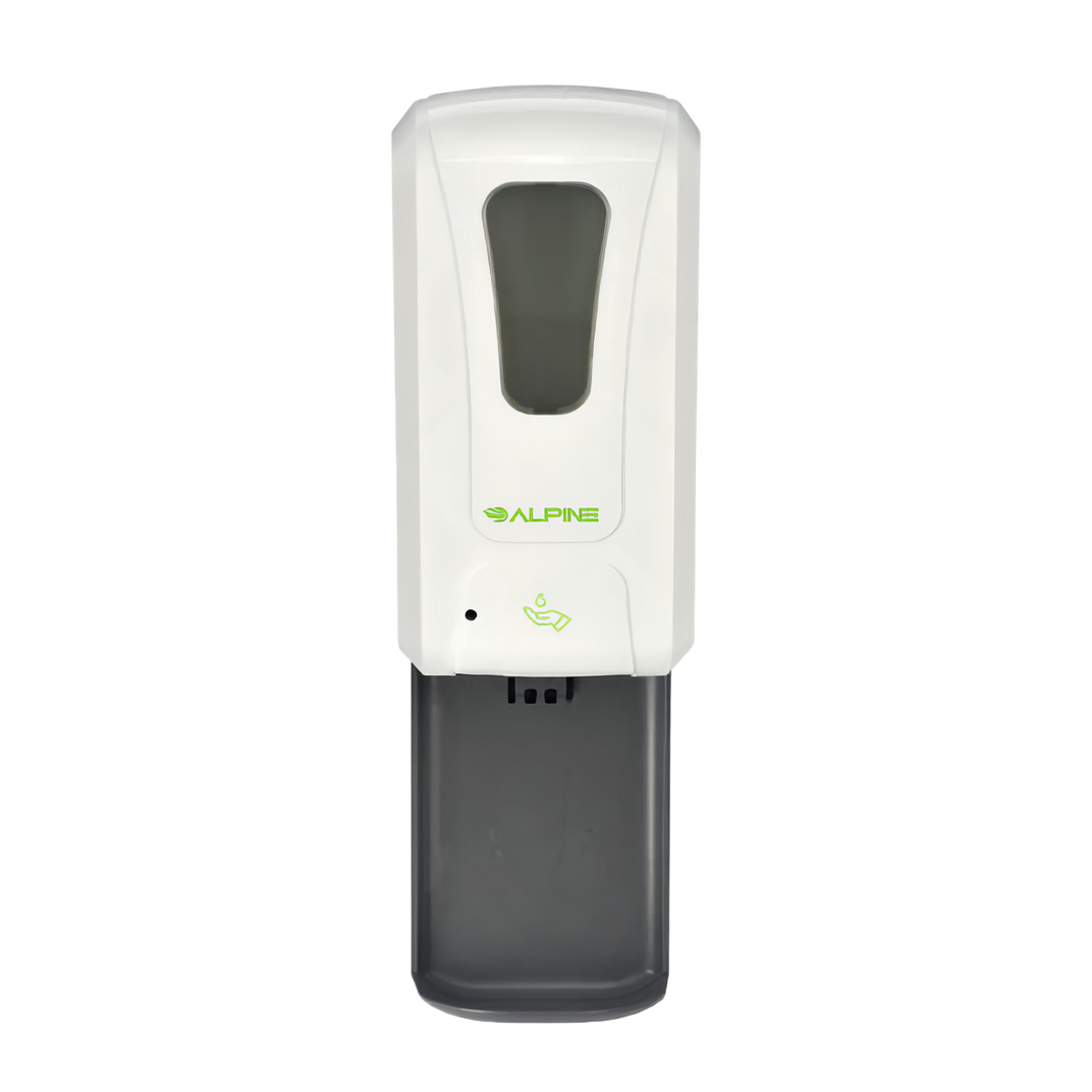 Hand Sanitizer & Soap Dispenser Liquid Gel 1200 mL White ABS Touchless Surface Mount With Drip Tray 1/Each