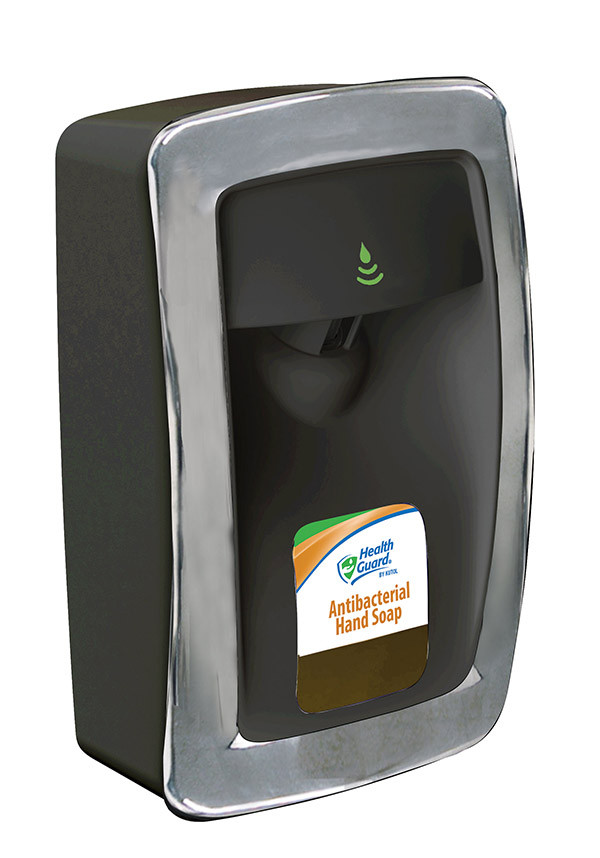 Soap Dispenser Black Chrome ABS Touchless Wall Mount Slim Depth 1/Each