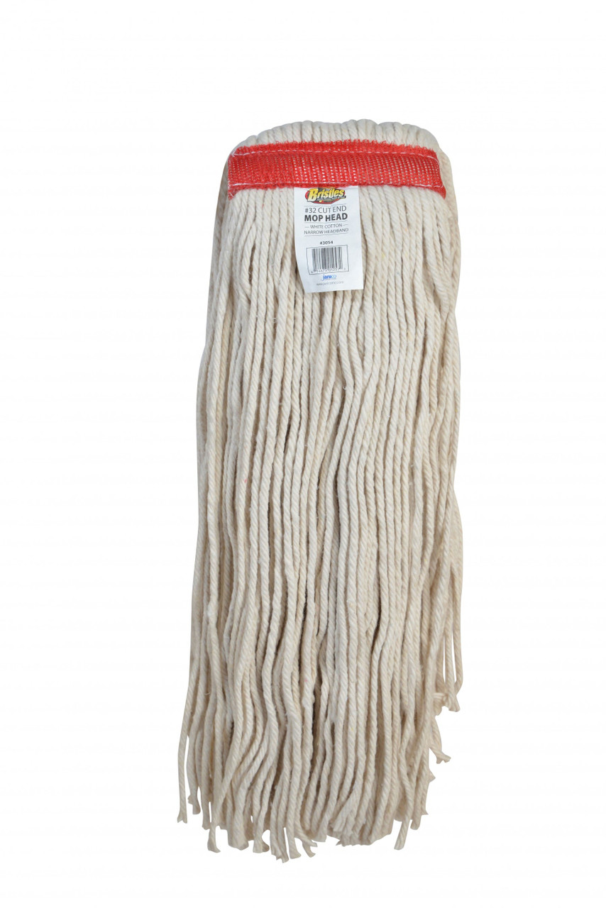 Mop Head #32 White Cotton 4PLY Cut End 1IN Narrow Headband 1/Each